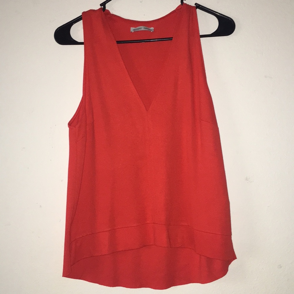 Bright Red ZARA V CUT Blouse